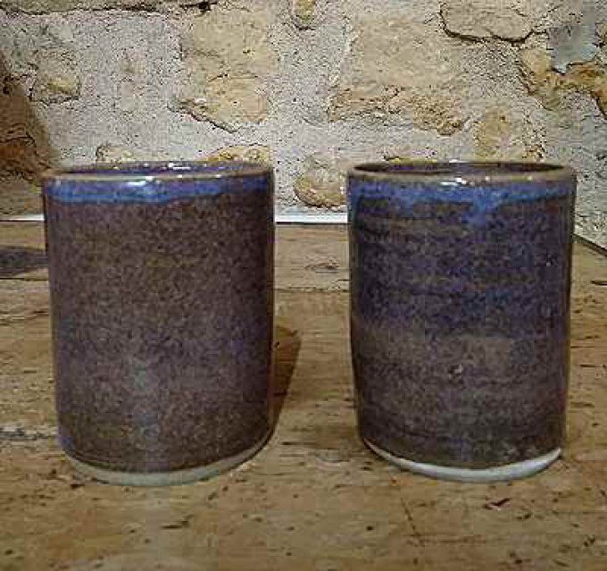 GOBELET/VERRE CYLINDRIQUE couleur bleu-gris