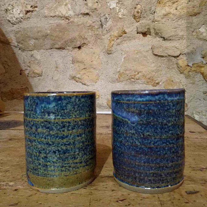 GOBELET/VERRE CYLINDRIQUE couleur bleu