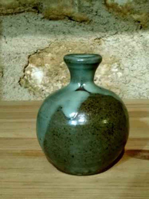 Vase soliflore couleur céladon foncé et céladon laiteux. Pièce unique