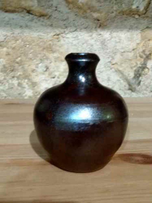 Vase soliflore couleur tenmoku metallisée. Pièce unique  